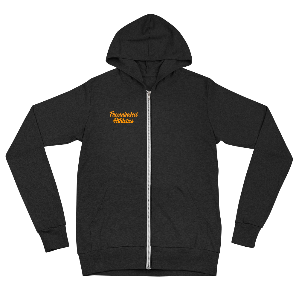 FM Orange Letters Unisex zip hoodie