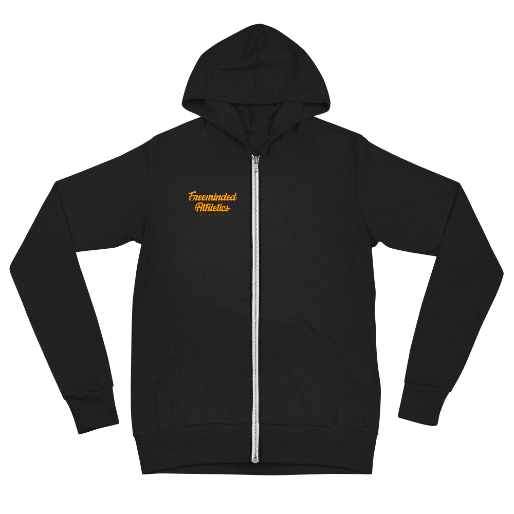 FM Orange Letters Unisex zip hoodie